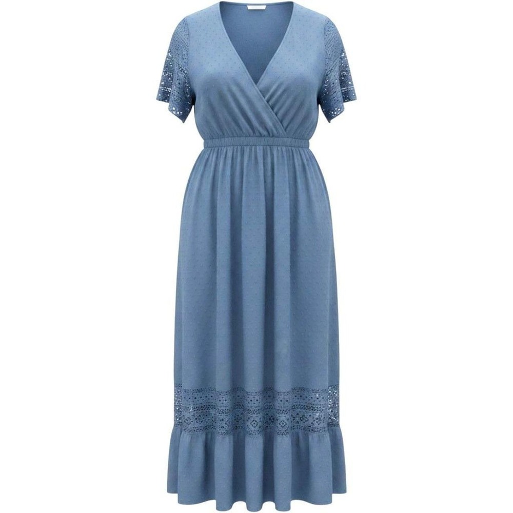 BloomChic Boho Blue Cottage Tiered Lace Sleeve Maxi Dress Plus Size 22/24